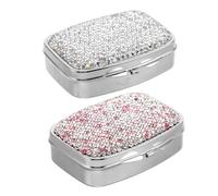 TOVINANNA 2 Pièces Étui à Pharmacie à 2 Compartiments, Mini Boîte à Pilules Bling-bling en Métal et Cristaux, Portable, pour Voyage et Usage Quotidien, pour Paquet à Main ou Poche