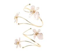 TOVINANNA 2 Pièces Flower Arm Cuff Jewelry Elegant Wide Open Upper Arm Bangles With Enamel Floral Design Romantic Boho Style For Women Daily Wear And Special Occasions