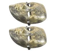 TOVINANNA 2 Pièces Masques Vintage Intégral en Métal Doré Gravé, Couverture Complète Visage, Accessoires de Carnaval et Bal Masqué pour Hommes et Femmes, pour Halloween et Soirées à Thème