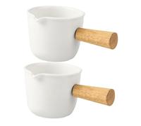 TOVINANNA 2 pièces Mini Pot à Lait Céramique Blanche Pichet Sirop Polyvalent pour Café Sauce et Beurre Accessoire Café pour Espresso et Cappuccino Cadeau Pratique