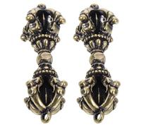 TOVINANNA 2 Pièces Pendentif Phurba Amulette Tibétaine Antique Porte-clés en Laiton, Style Rétro Vintage, Symbole de Foi, Or, Décor