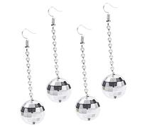 TOVINANNA 2paires Boucles Oreilles Disco Boule Miroir Uniques Oreilles De Fête Bijoux Fantaisie Pour Femmes