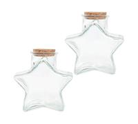 TOVINANNA 2pcs Bouteilles en Verre Forme Étoile à Cinq Branches Bouchon en Bois, Bouteilles Flottantes à Souhaits Décoratives pour Ranger Petits Objets
