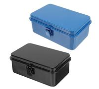 TOVINANNA 2pièces Boîte À Outils Fer avec Verrouillage Organisateur De Rangement pour Outils De Voiture Et Atelier Bleu Noir