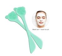 TOVINANNA 2pièces Brosse De Nettoyage Visage Silicone Avec Manche Outil Multifonction Pour Soins Peau Modèle Chat Vert