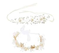 TOVINANNA 2pièces Couronne De Mariage Élégante Pour Femme Diadème Strass Avec Fleurs Blanches Accessoire Chic Pour Cérémonie Et Fête