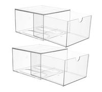 TOVINANNA 2pièces Organisateurs De Maquillage Acrylique Transparent Tiroirs Empilables Pour Salle De Bain Et Cuisine Rangement Pratique Sous Évier Placards