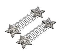 TOVINANNA 2pièces Porte-outils pour Cheveux Épingles U Barrettes à Motif Étoile Accessoires de Coiffure Argentés Peigne Fixateur