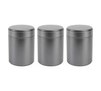 TOVINANNA 3 pièces Boîtes Métalliques Rondes Étanches Tôle pour Stockage Maison Lot de Boîtes Hermétiques Noires Conservation Thé et Épices Portable