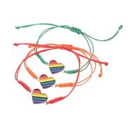 TOVINANNA 3pièces Lot De Bracelets Tissés Arc-ciel Lgbtq Corde Forme De Cœur Bijoux Amitié Unisexe Ajustable Pour Porter