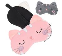 TOVINANNA 3pièces Masque De Sommeil Carton Chat Lot De Masques Pour Yeux Avec Élastique Conçu Pour La Lumière Pour Pyjama Doux Et Confortable
