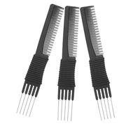 TOVINANNA 3pièces Peignes Fibre De Noire Peigne à Queue Acier Outils De Coiffure Antistatiques Pour Salons Et Usage