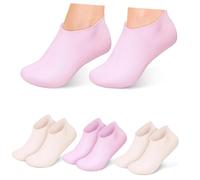 TOVINANNA 4 Chaussettes Silicone Hydratantes de Chaussettes de Soins Roses Teintes Chair et Hommes Confort et Réparation de Peaux Sèches