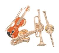 TOVINANNA 4 pièces Broches Musique Lot Métal Badges Rétro Guitare Électrique Saxophone et Flûte Épingles Instrumentales pour Passionnés et Festivals Musicaux