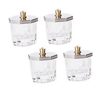 TOVINANNA 4 pièces Coupe Verre Octogonale avec Couvercle Acier Inoxydable Bol pour Poudre Acrylique Ongles Résistant Aux Fuites pour Manucure Nail Art