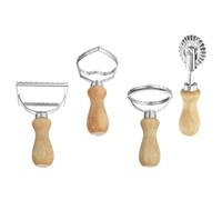 TOVINANNA 4 pièces Lot de Moules à Biscuits Alliage pour Découpe de Pâte et Raviolis Outils de Pâtisserie Résistants Coupeurs de Pâte Ronds Carrés Roulants et Forme de Cœur pour Cuisson