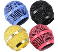 TOVINANNA 4 pièces Microphone de Remplacement Métal Tête Sphérique Colorée Noir Or Rose Bleu et Sécurisée pour Accessoires Studio Enregistrement