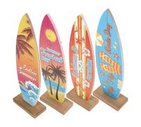 TOVINANNA 4 pièces Set de Décorations Planche de Surf Bois pour Table Ornements Été Accessoires de Bureau et Salon Style Plage et Bar