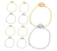 TOVINANNA 40 pièces Chaînes de Bracelets Métalliques DIY Link Chains avec Fermoirs pour Fabrication de Bijoux Argentées et Dorées Accessoires pour Création de Bracelets