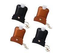 TOVINANNA 4ensembles Couvercles Rechargeables Pour Bouteilles Portables Noir Orange Protection Et Porte-clés Pour Lotion Et Liquide Mains
