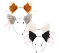 TOVINANNA 4paires Barrette De Cheveux Adorable Avec Oreilles De Chat Et Nœud Satin Accessoires Cosplay Mignons Pour Fête Et Déguisement