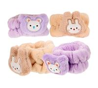 TOVINANNA 4pièces Lot de Bracelets pour Lavage Facial Manchettes Flanelle Doux Élastiques pour Spa Visage Serviettes pour Visage