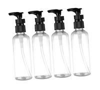 TOVINANNA 4pièces Mini Distributeurs De Lotion Et Shampooing Bouteilles Plastique à Pompe Pression Contenants Portables Pour Voyage Et Activités Extérieures Noir