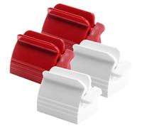 TOVINANNA 4pièces Squeezer Plastique Pour Tube Distributeur Multifonctionnel Pour Dentifrice Crèmes Et Ointements Décoratif Et Pratique Pour Maison Et Hôtel Blanc Rouge