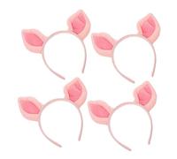TOVINANNA 4pièces -tête Oreilles De Cochon Peluche Rose Pour Garçon Fille Accessoire De Cheveux Pour Déguisement Halloween Et Cosplay