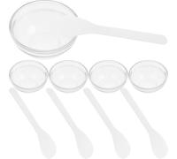 TOVINANNA 5 ensembles Set de Bols Verre Épais Transparent pour Masque Facial avec Spatule Blanche Outils de Beauté DIY pour Soins Visage à Domicile et Salon
