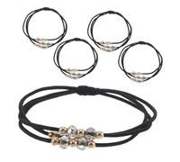TOVINANNA 5 pièces Elastic Hair Ties With Rhinestone Beads Three Layer Design For Womens Ponytails Secure Fit Lightweight And Portable Hair Accessories In Classic