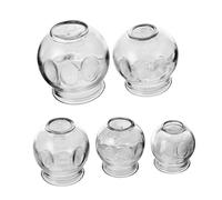 TOVINANNA 5 pièces Kit Ventouses Verre pour Massage Ventouses Cupping avec Forte Aspiration pour Stimuler la Circulation et Soulager les Tensions