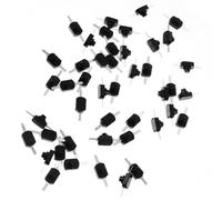 TOVINANNA 50 Boutons-Poussoirs Marche/Arrêt Autobloquants Noirs Mini Interrupteurs 2 Broches en Métal et ABS pour Lampe Torche Kit 50 Pièces Adaptés aux Électroniques et Réparations