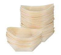 TOVINANNA 50 Mini Barquettes à Sushi en Bois de Pin Jetables 8,5x6 Cm, Vaisselle Japonaise Écologique pour Snacks et Salades, Bols Décoratifs pour Buffet et Restauration Maison