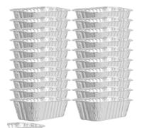 TOVINANNA 50 Pcs Plat Aluminium Rectangulaire, Moules à Gâteau Jetables pour Four, Boîtes Pâtisserie Alimentaires Légères et Recyclables, Boulangerie, Pique-niques et Restauration