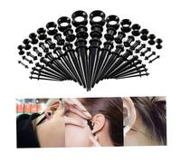 TOVINANNA 50 Pièces Lot De Bouchons Oreille Unisexes Acrylique Pour Oreilles Percées Noirs Expansions