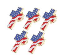 TOVINANNA 5pièces Broche Drapeau Usa Forme De Croix Épinglette Drapeau Pour Independence Day Broches Vrac Épingle à Boutonnière Unique