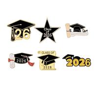 TOVINANNA 6 Pièces Épingles de Collège en Alliage de Zinc Élégantes Résistantes Décoloration pour Décorations de Fête de Remise de Diplômes 2026 Chapeau de Graduation et Diplôme Style