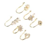 TOVINANNA 6pièces Faux Nose Cuffs Non Piercing Adjustable Nose Rings with Heart Star Moon Designs for Women and Men