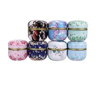 TOVINANNA 7 pièces Set de Mini Boîtes Fer Rondes pour Rangement Thé Bougies et Épices Boîtes Portables avec Couvercle Design Rétro pour Voyages et Décoration