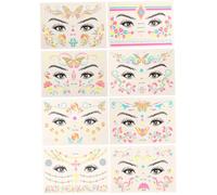 TOVINANNA 8 Feuilles Autocollants Temporaires Dorés Fluorescents de Décalques pour Fêtes et Événements Nocturnes Faciles à Appliquer Retirer Parfaits pour Photos et Réseaux Sociaux