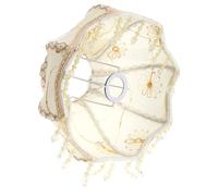 TOVINANNA Abat-jour Rétro Tissu Beige pour Lampe de Bureau et Lampadaire Style Européen avec Dentelle et Perles Élégant Couvre-lampe Vintage pour Salon et Chambre