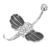 TOVINANNA Anneau de Nombril Bijou Percé en Acier Inoxydable Éléphant Vintage Orné de Cristaux pour Beach Party et Cosplay, Compatible Peau Sensible