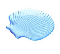 TOVINANNA Assiette à Fruits en Verre Transparent Forme Coquille Bleu, Plateau Décoratif en Cristal, Saladier Décoratif pour Maison et Restaurant, Vaisselle en Verre Résistante, Présentoir