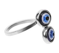 TOVINANNA Bague Œil Maléfique Turc Ajustable en Métal Bleu, Anneau Ouvert Empilable pour Femme, Accessoire Mode Ethnique Fête, Soirée et Présent