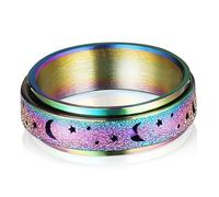 TOVINANNA Bague Rotative Amour Avec Motif Étoile Et Lune Bague Fidget Spinner Acier Au Titane Pour Femme Tournante Élégante Pour Toutes Les Occasions