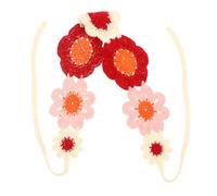 TOVINANNA Bandeau Bandana Au Crochet Motif Fleur Rouge Vif, Accessoire Cheveux Femme Bohème Ethnique, Foulard Décoratif Pour Coiffure Quotidienne, Taille Unique, Style Vintage