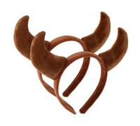 TOVINANNA Bandeau Cornes de Vache Peluche Doux et Léger Serre-tête Cosplay Diable Gothique Accessoire Costume Halloween et Fête Foncé Confortable et Polyvalent pour Maquillage et Déguisement