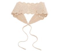 TOVINANNA Bandeau Large En Coton Tricoté Et Dentelle Pour Femme, Accessoire De Coiffure Bohème Printemps-été, Protection Solaire, Taille, Beige, Foulard Bandana Multifonction