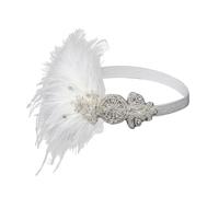 TOVINANNA Bandeau Plume Blanc Délicat pour Femmes - 1 Pièce - Accessoire Coiffure Élégant et Léger, Bandeau Frontal Décoratif Mariage, Bal, et Tenue Quotidienne